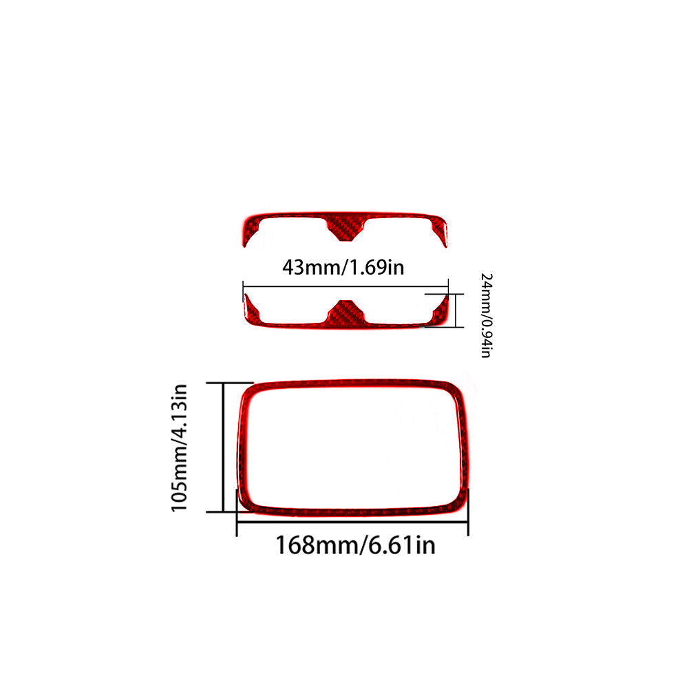3Pcs Red Carbon Fiber Rear Watercup Holder Cover Trim for Toyota for Camry 2007-2011