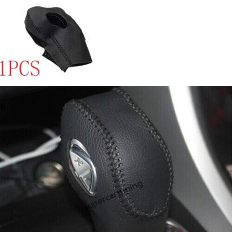 Black Leather Gear Shift Knob Shifter Lever Trim for Ford Escape Kuga 2013-19