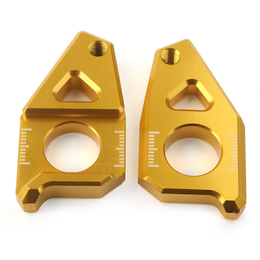 Gold Rear Axle Spindle Chain Adjuster Block for Yamaha YZF R1 FZ8 FZ1 TMAX 530