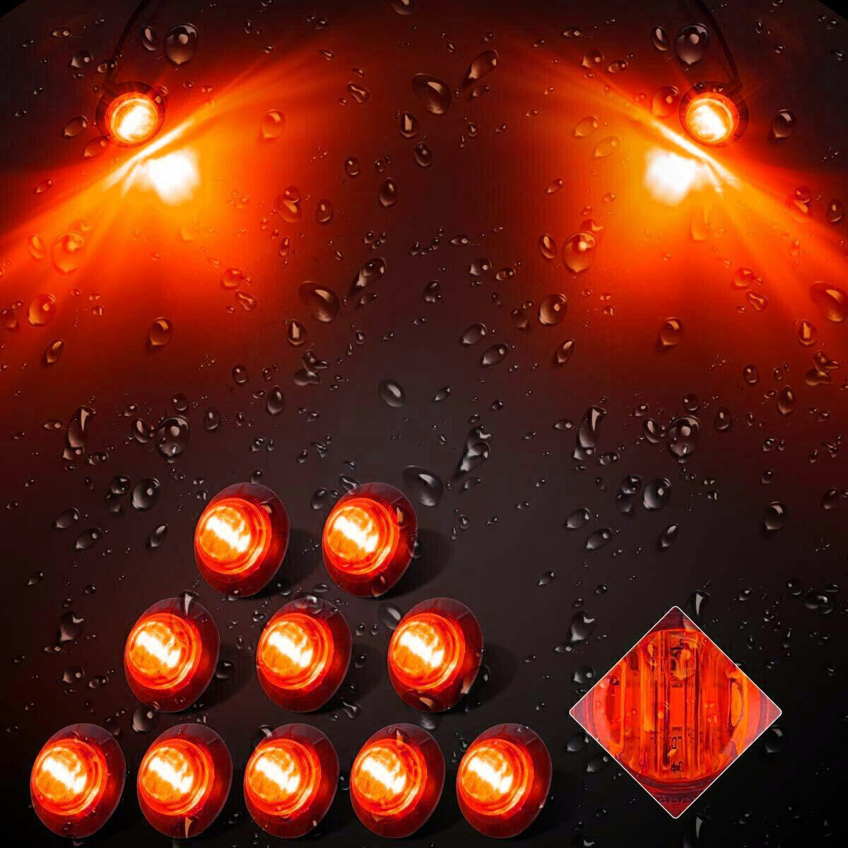 10/20/50/100/200X 3/4 Red for Mini Round Side Marker lights LED Button lamp lorry