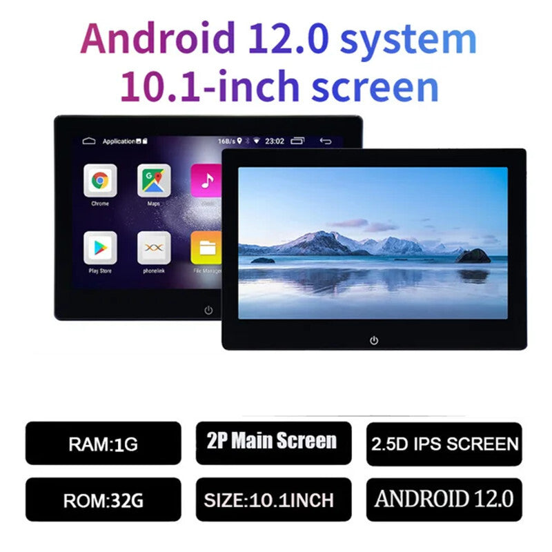 2Pc Car 10.1in HD 1080P Android 12Quad-core Headrest Rear for Seat Monitors 1+32G