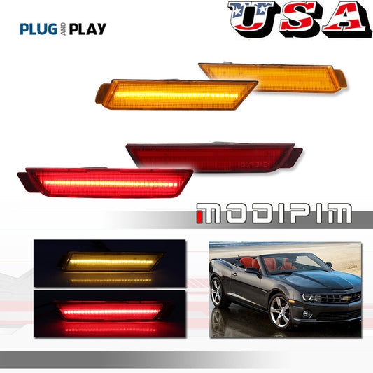 Amber and red front and rear LED side marker lights for Chevrolet Camaro 2010-2015