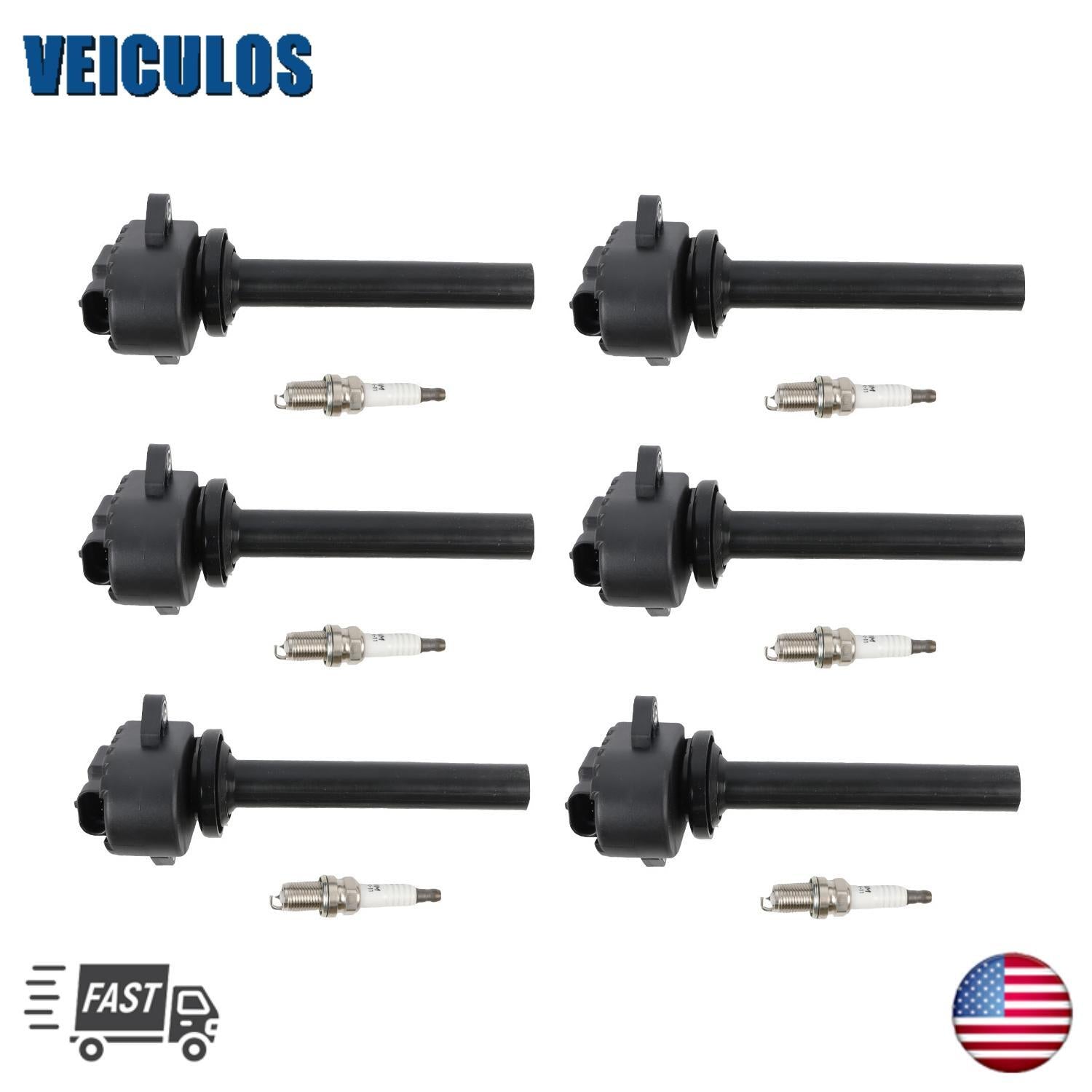 6PCS For 2000-2002 for Isuzu Trooper 3.5L V6 Ignition Coil  Spark Plug UF252