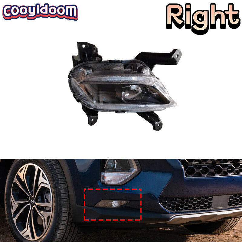 Applicable to 2019-2020 for Hyundai Santa Fe right front LED daytime running light and fog light.