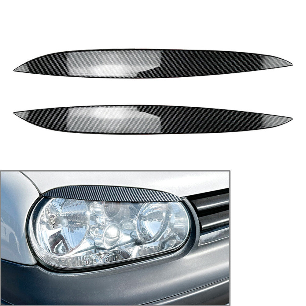 for VW for Golf MK4 1997-2005 Headlight Eyebrow Eyelid Cover Trim Carbon Fiber Black
