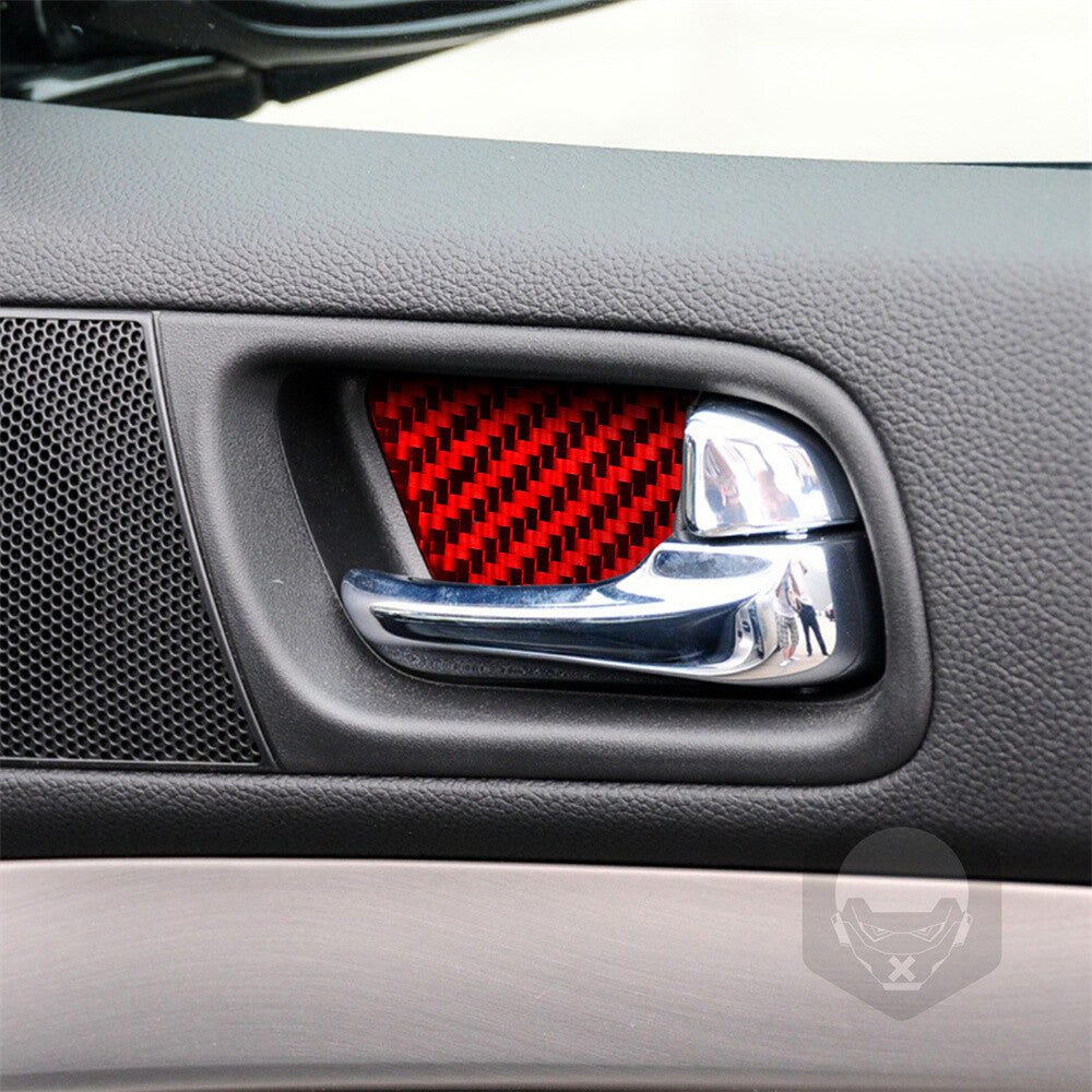 4¡ÁRed Carbon Fiber Interior Door Handle Bowl Trim for Infiniti G37 Sedan 2007-13