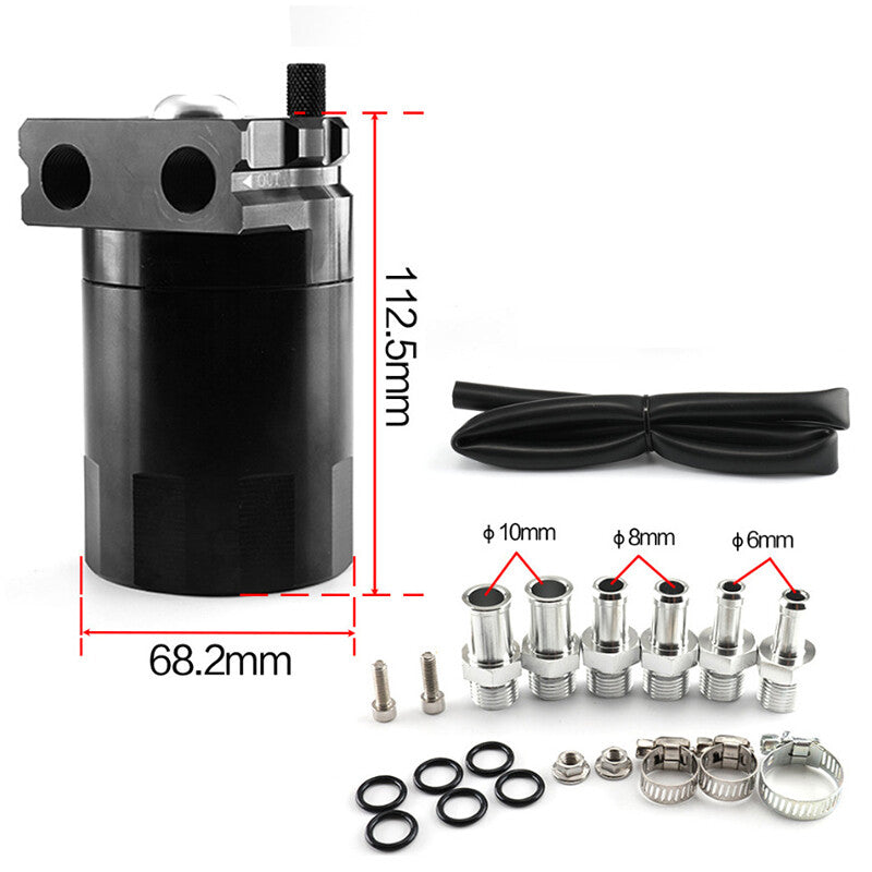 Oil Catch Can Tank Car Truck 300ml Aluminum Polish Baffled Reservoir Black