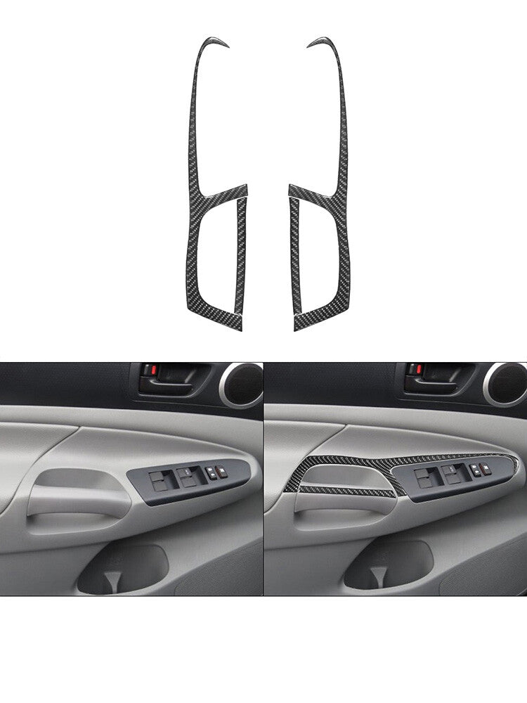 4Pcs Front Door Inner Handle Trim Cover Carbon Fiber for Toyota Tacoma 2012-2015