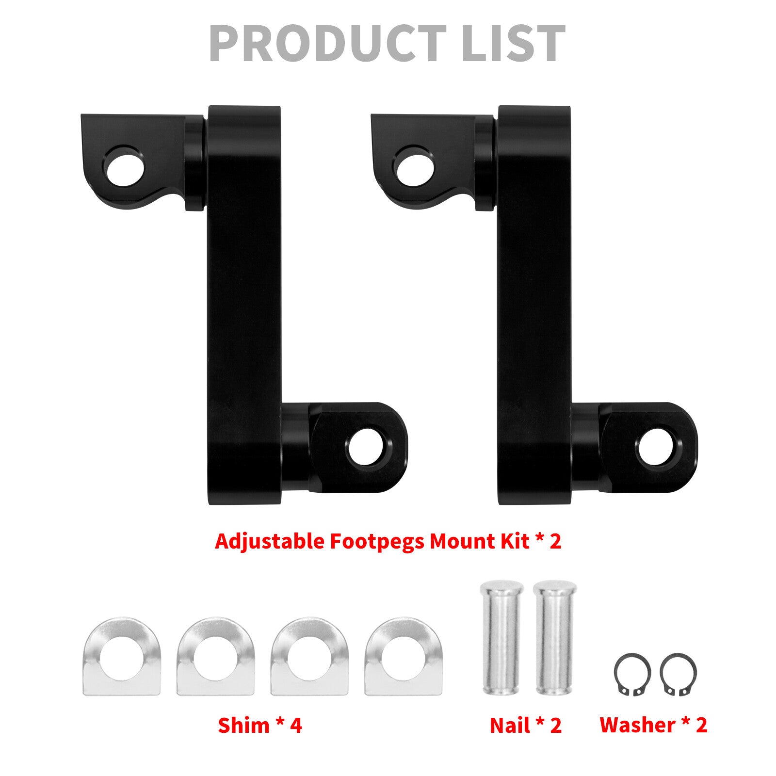 Black Aluminum Foot Pegs Male Mount Extensions for Harley Touring Dyna Sportster