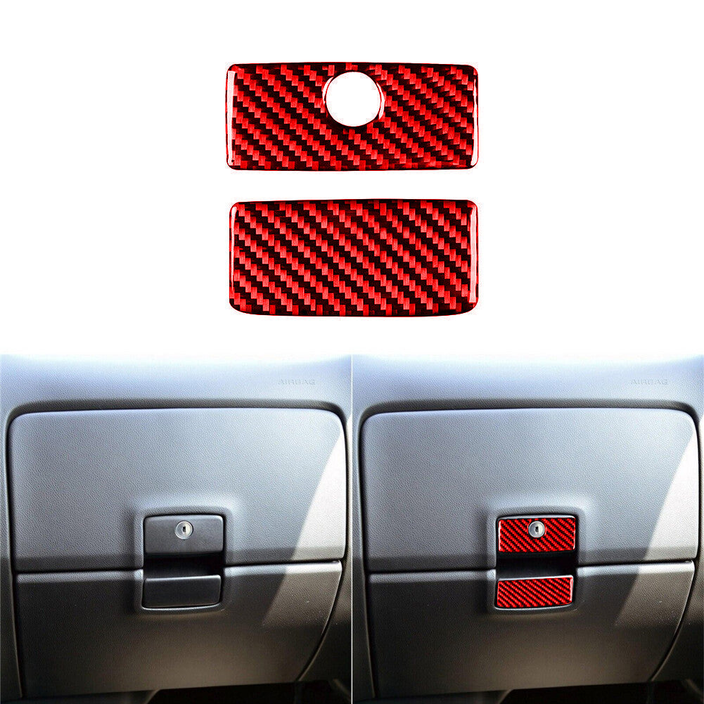 2Pcs Red Carbon Fiber Glove Box Cover Trim For Silverado for GMC for SIERRA 2014-2018