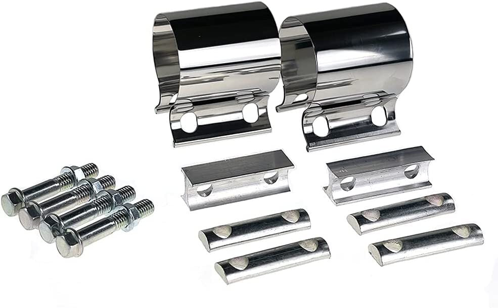 3-inch Butt Connector with Clip Exhaust Fitting, Stainless Steel 3-inch Exhaust Clip