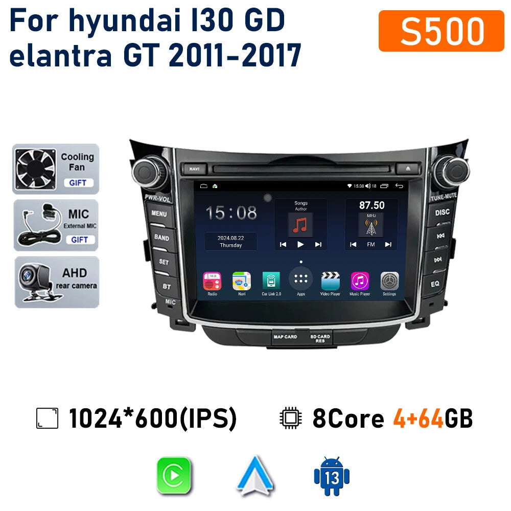 for Hyundai I30 for Elantra GT 2011-2017 Android Carplay Car Radio GPS Stereo Player