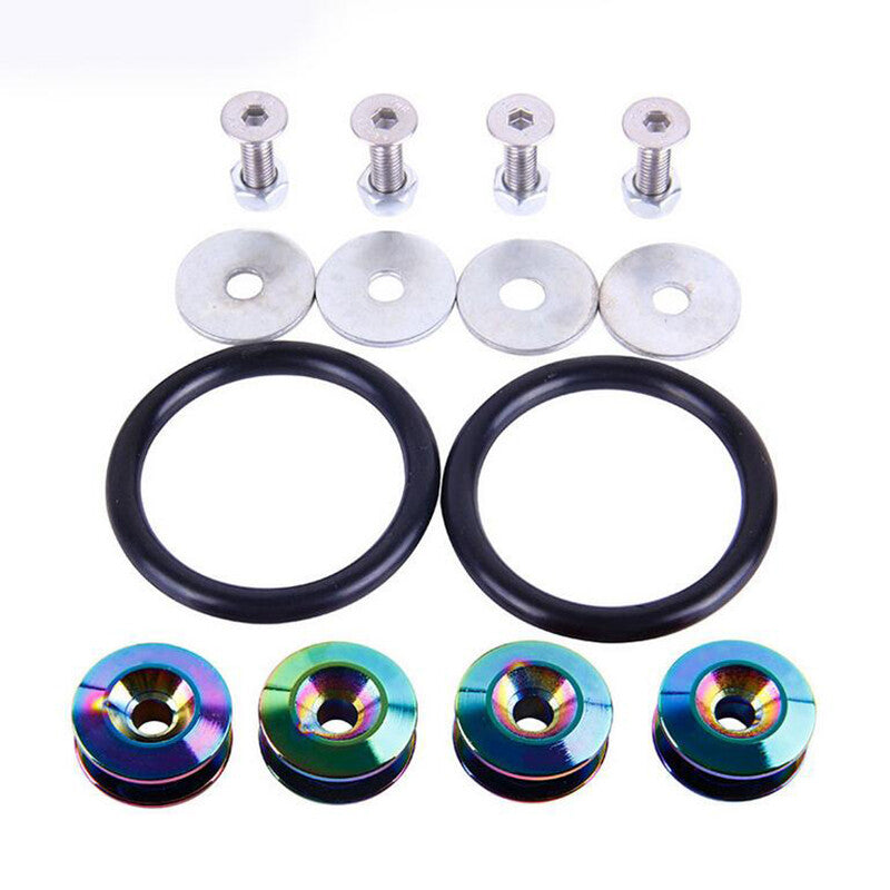 Neo Chrome Aluminum Quick Release Fasteners Kit Fit For Car Bumper Trunk Hatch