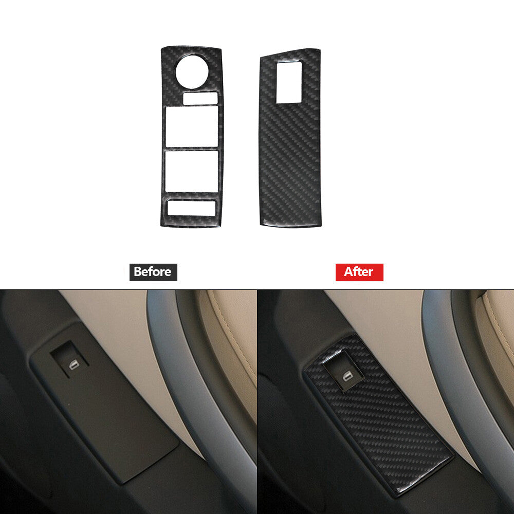 2X Carbon Fiber Front Window Regulator Trim for BMW X5 2000-2006 Type B