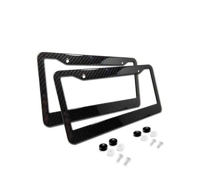 Suitable for Kia and for Lexus car license plate frame cover caps and trunk black carbon fiber