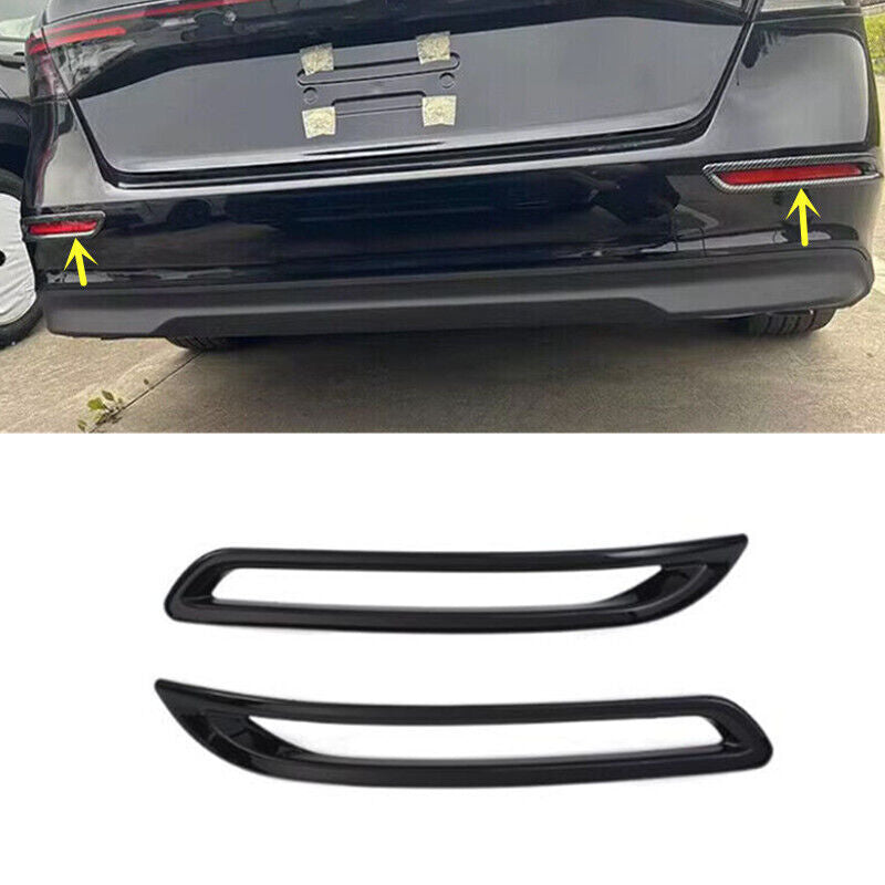 Glossy Black 2X Rear Fog Lamp Bumper Light Cover Trim for Honda Accord 2023 2024