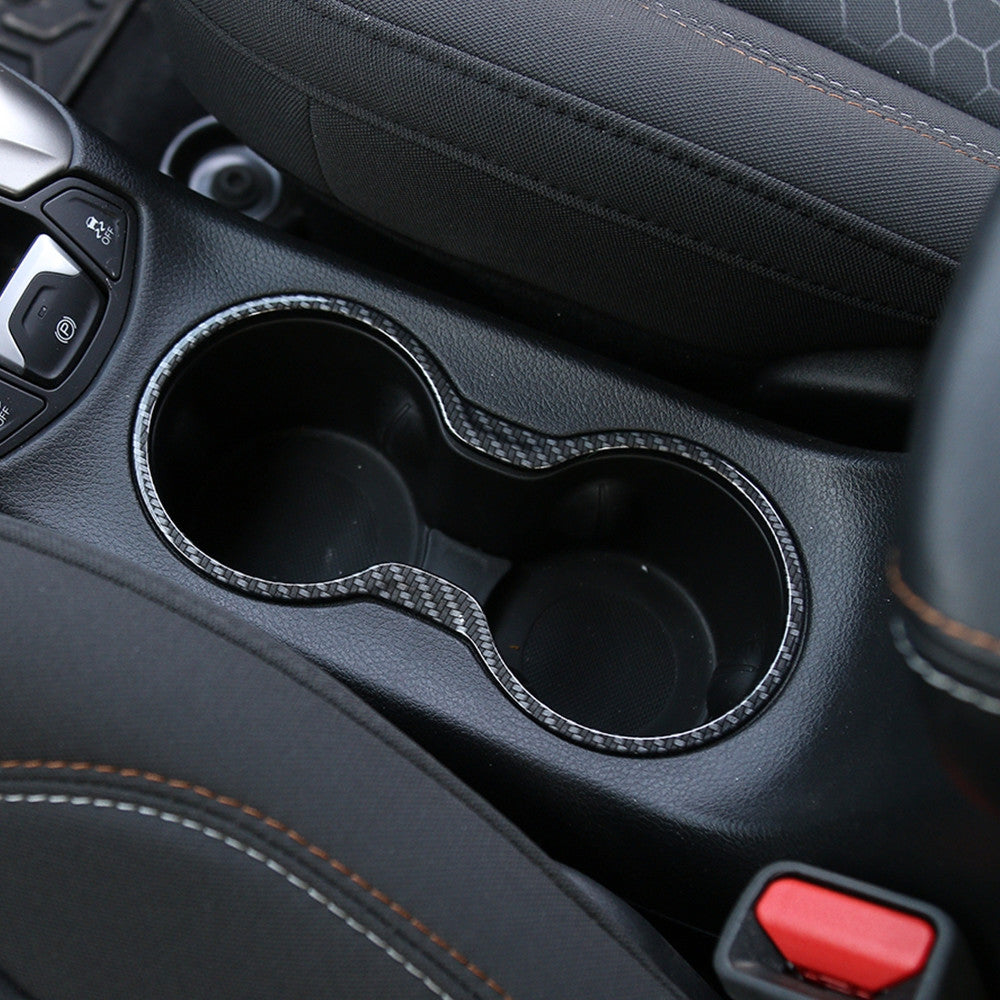 Front Water Cup Holder Ring Cover Trim for Jeep Compass 2017-2020 Carbon Fiber