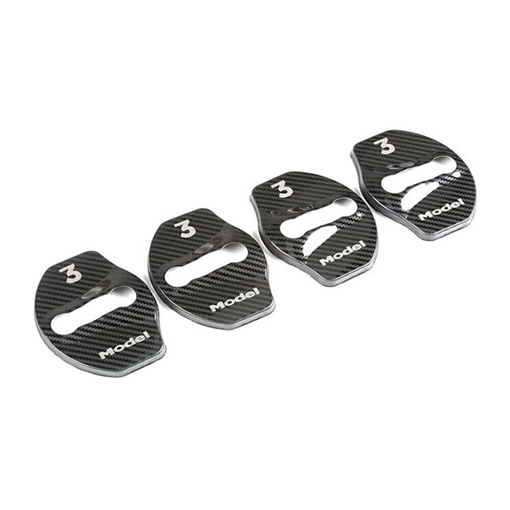for Tesla Model 3 Accessories Door Latch Lock Cover Protective Carbon Fiber 4PCS