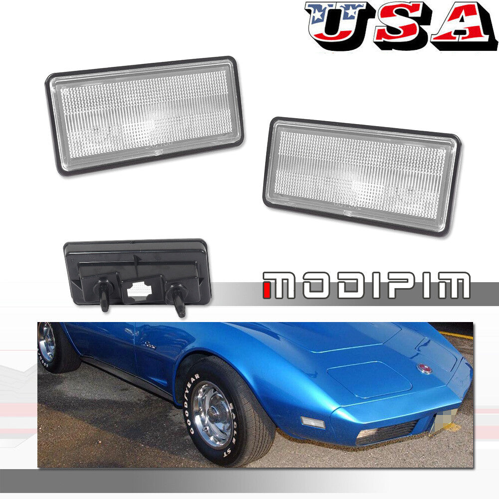 Suitable for Corvette C3 1974 - 1979 for Chevrolet clear front and rear marker light housings (2x)