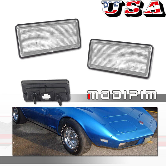 Suitable for Corvette C3 1974 - 1979 for Chevrolet clear front and rear marker light housings (2x)