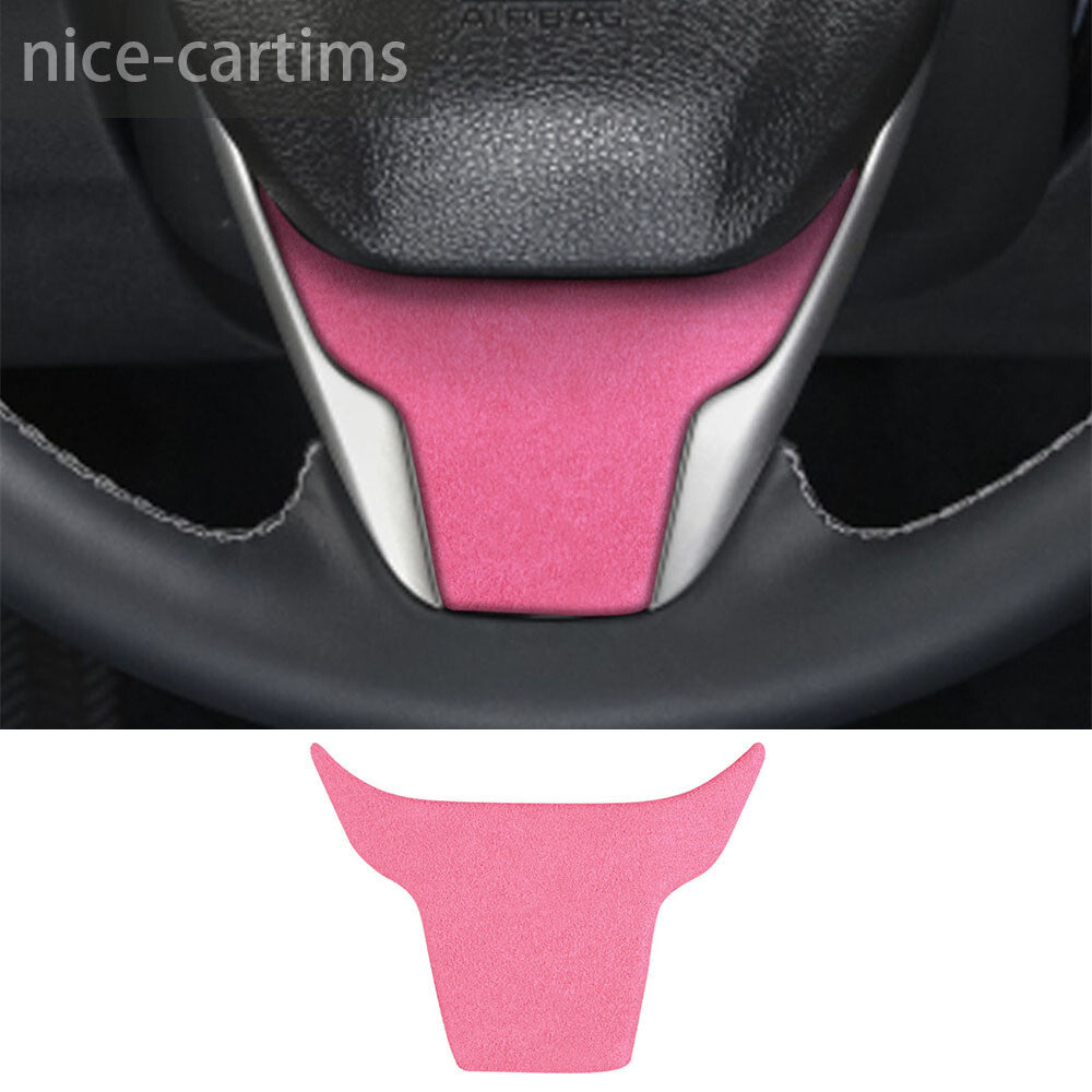 Suede Pink Inner Steering Wheel Lower Chin Panel Cover for Honda for Civic 2016-2021