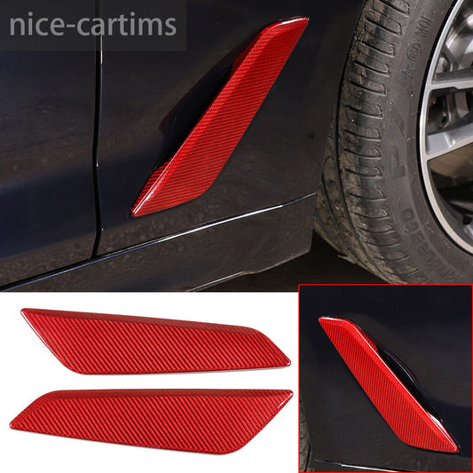 Red Carbon Fiber Side Fender Air Vent Outlet Trim for BMW 5 Series G30 2018-2023