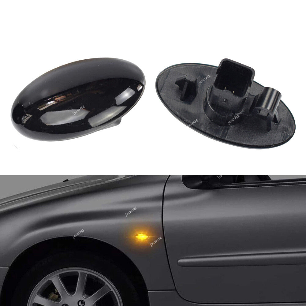 2Pcs LED Dynamic Sequential Side Marker Light Black for Peugeot 107 108 for Citroen