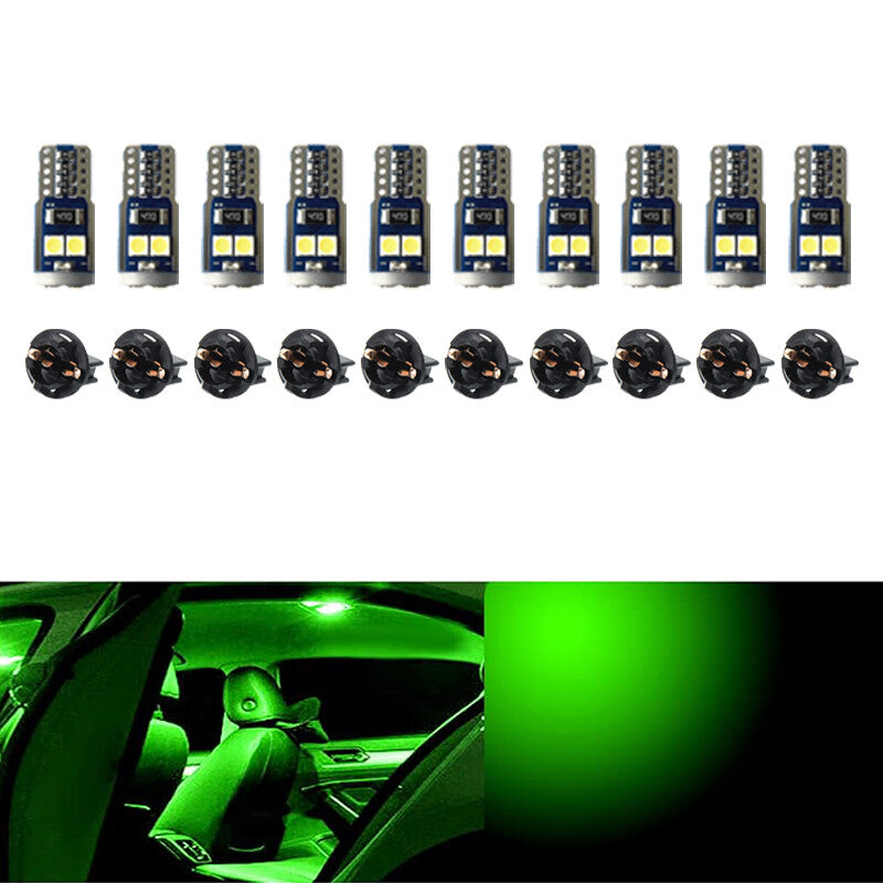 10Pcs T10 3030-6SMD LED Lights License Plate High Lights Bulb Green Light