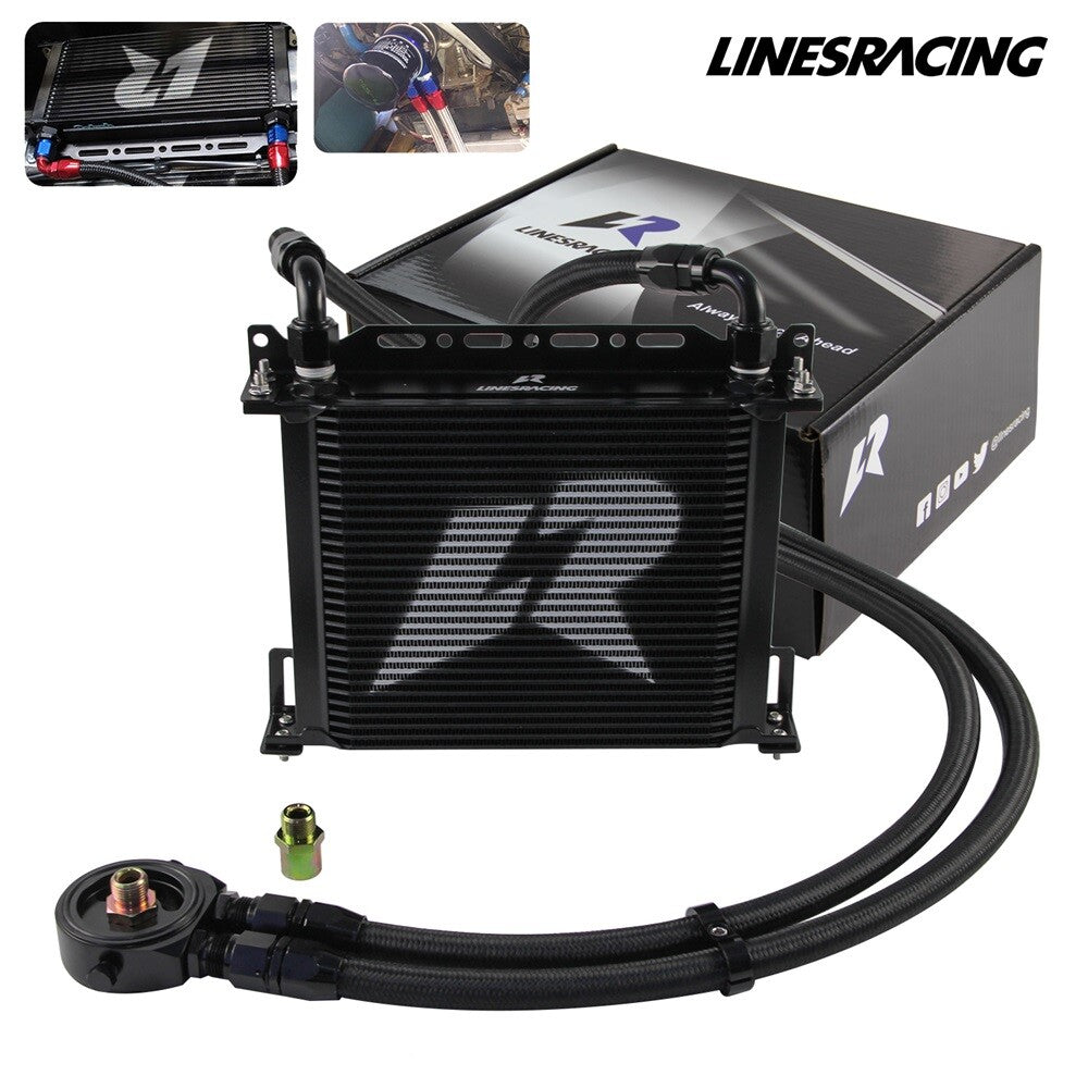 LR 30 Row AN10 Oil Cooler w/Bracket+Filter Adapter Hose Kit 3/416  M201.5 BK
