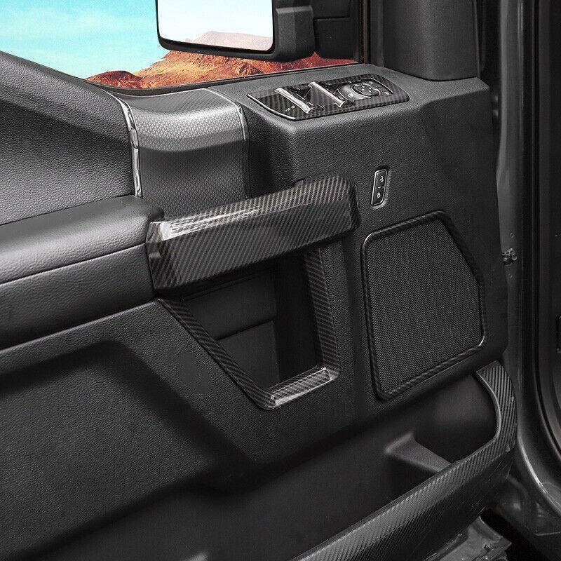 for Ford F150 F-150 2015-2020 Carbon Fiber Interior Door Handle Cover Trim 4PCS