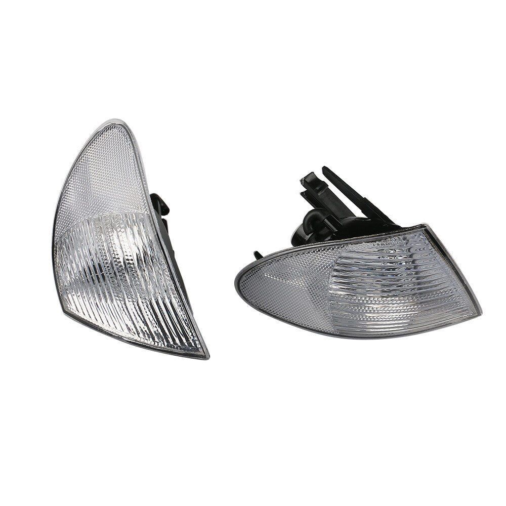 Pair for BMW 3-series E46 1998-2001 Front Indicator Turn Signal Light White Lens