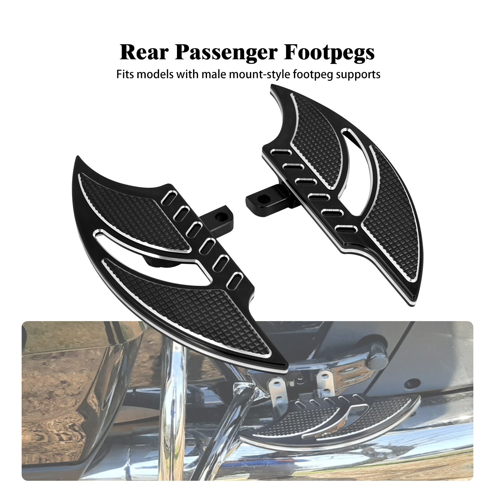 Rear Passenger Foot Pegs Floorboard Fit for Harley Touring FLHT FLTR Sportster