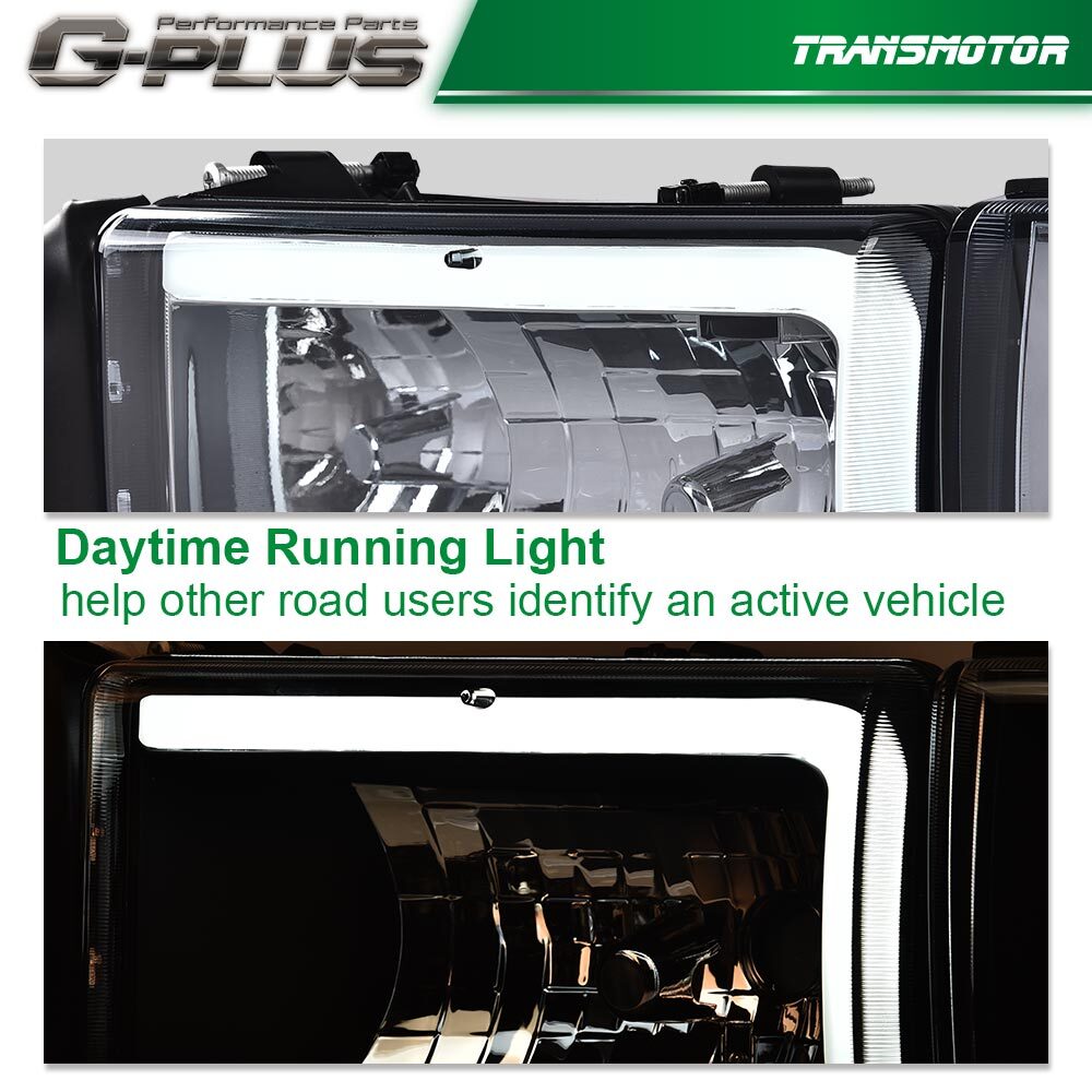 Suitable for 94-02 for Dodge for Ram 1500 2500 3500 Smoke Lens Amber Angle LED DRL Headlights