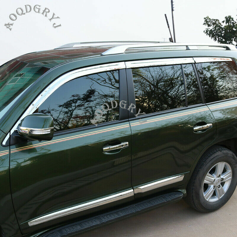 New Chrome Side Window Wind Deflector Visor Rain Guard for Land Cruiser 2008-21