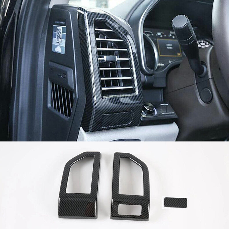 for Ford F150 F-150 2015-2020 Carbon Fiber Dashboard Side Air Vent Cover Trim 3x