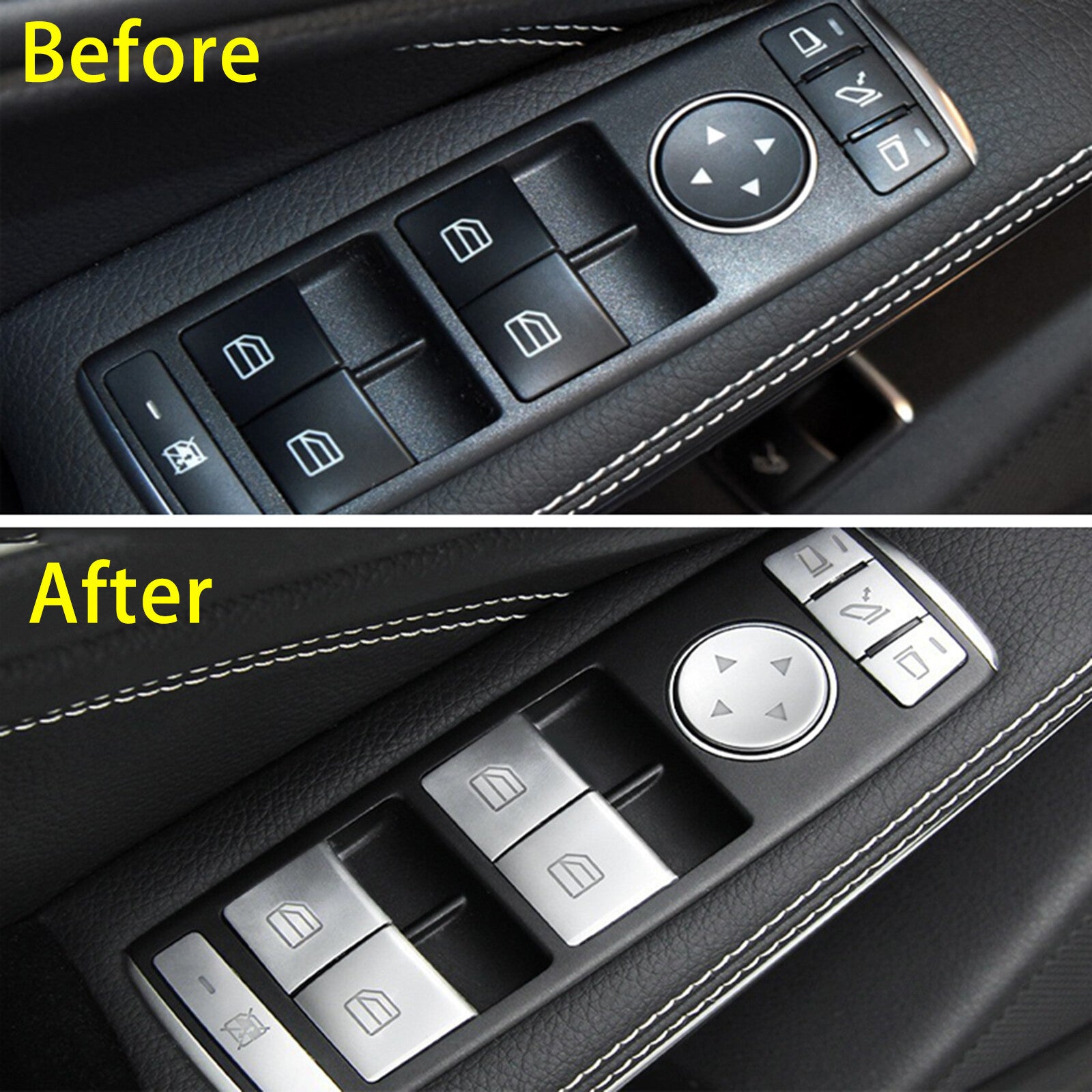 14Pcs Interior Modified Window Switch Button Repair Stickers for Mercedes Benz