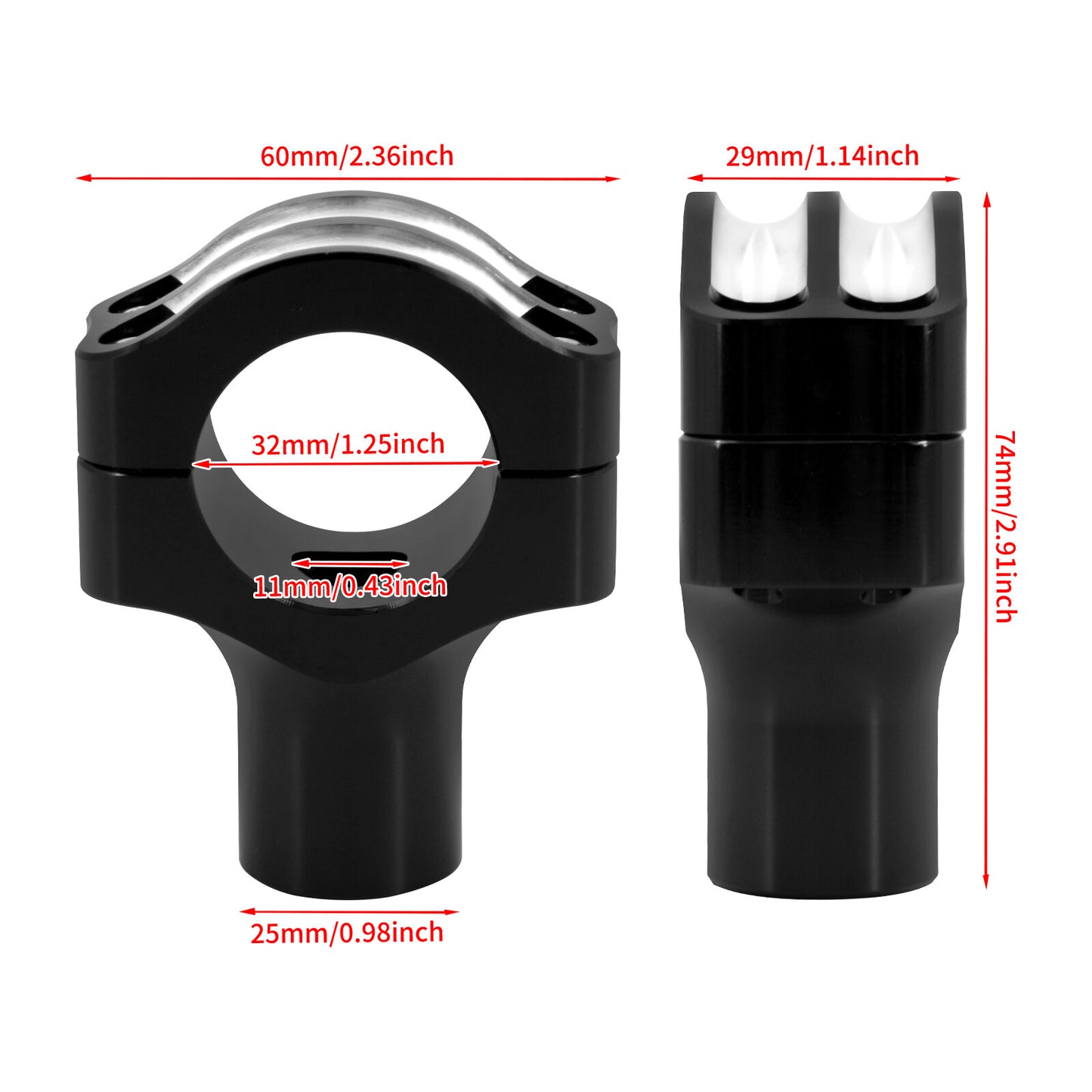 Aluminum Black Handlebars Riser Clamp Fits for Harley 1.25 Handlebars Models
