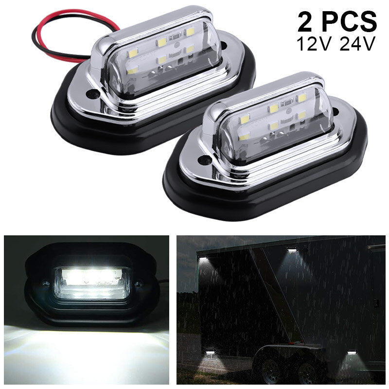 2X Universal White LED License Plate Tag Light Lamp For Truck Trailer Van SUV RV