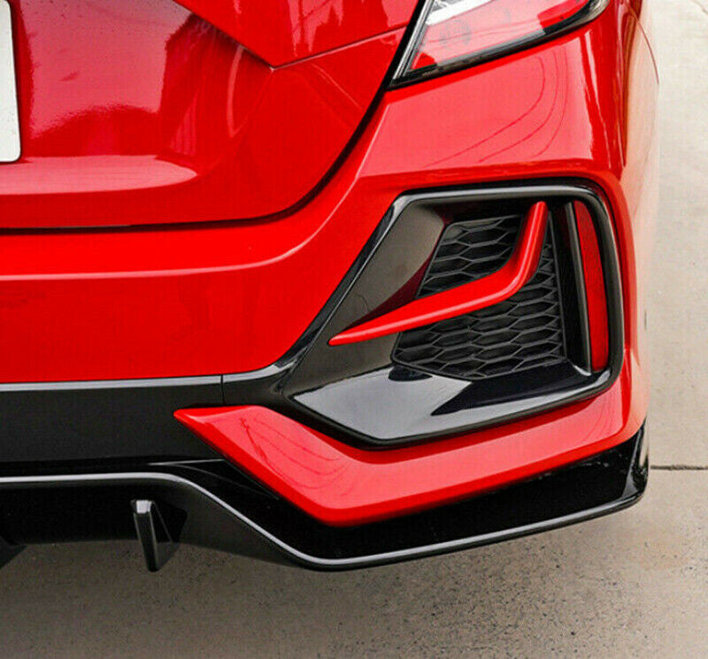 2P for Honda for Civic Hatchback 2016-2021 Black+Red Rear Fog Light Lamp Cover Trims