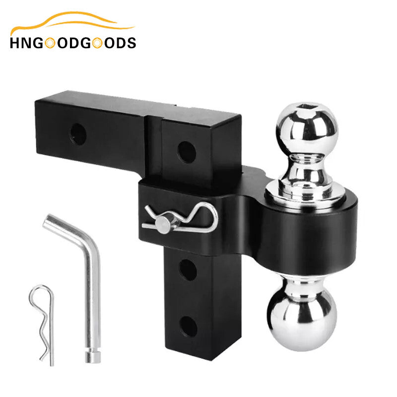 Black dual-ball 6-inch drop adjustable trailer hitch for 2-inch receivers