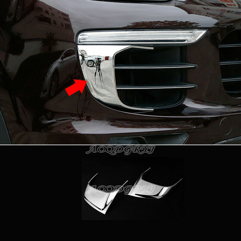 for Porsche for Cayenne 2015 2016 2017 Chrome Side Front Fog Lamp Grille Trim Cover