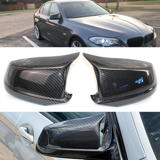Two carbon fiber side mirror caps for BMW F10 535i 550i 530d 528i (2011-2013)