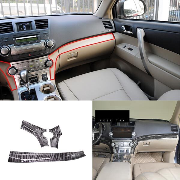 for Toyota Highlander 2008-2013 Dashboard Strip Trim Wood Grain Central Console
