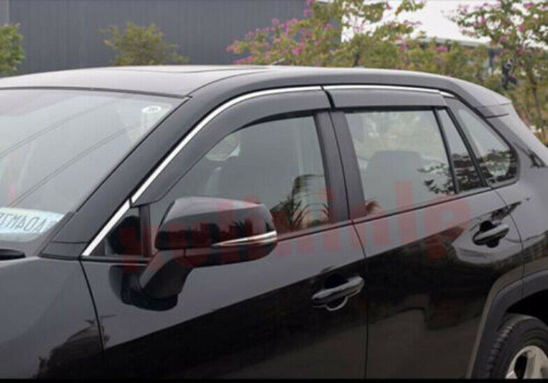 for Toyota RAV4 19-2023 Black W/Chrome Window Visor Vent Shade Guard Sun Rain 4x