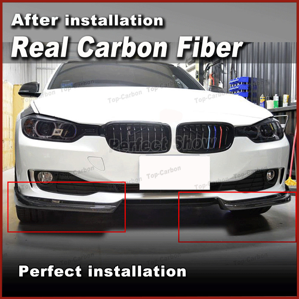 for BMW F30 3 Series Non M-Sport REAL Carbon Front Bumper Splitter Lip Spoiler