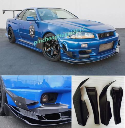 Canard Side Trim 4-Piece for Skyline GT-R R34 AS Style Carbon Fiber Front Bumper