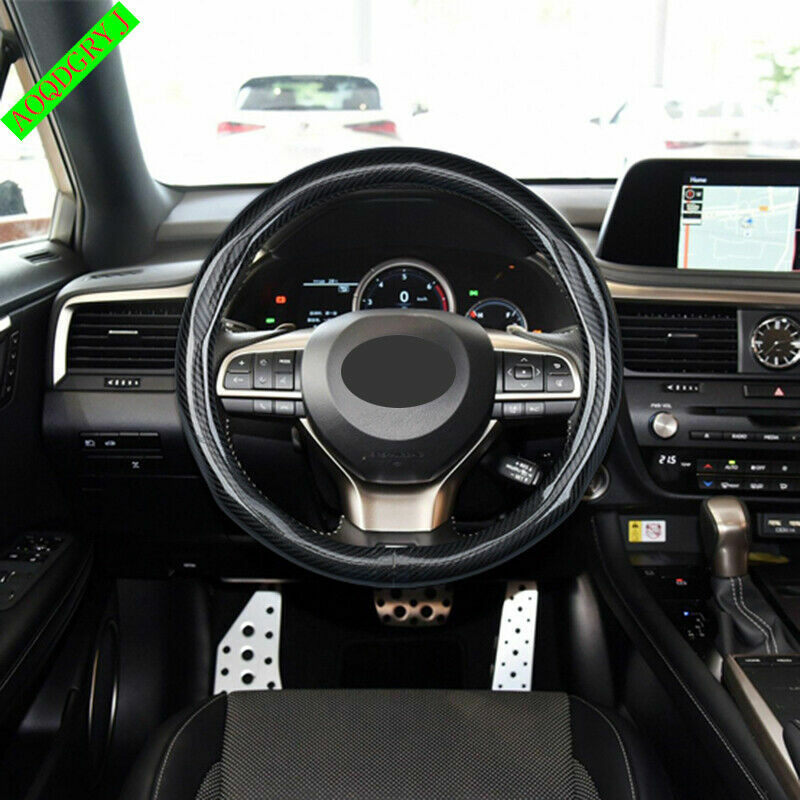 for LEXUS NX RX for ES IS UX CT LX LS Carbon Fiber Rubber Steering Wheel Cover Trim