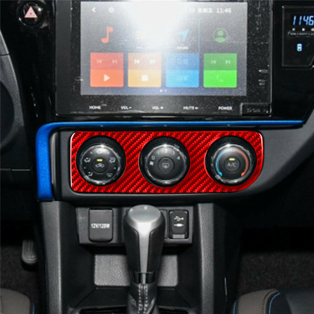 Red Carbon Fiber Air Conditioner Switch Panel Cover For T@yota for Corolla 2014-2018