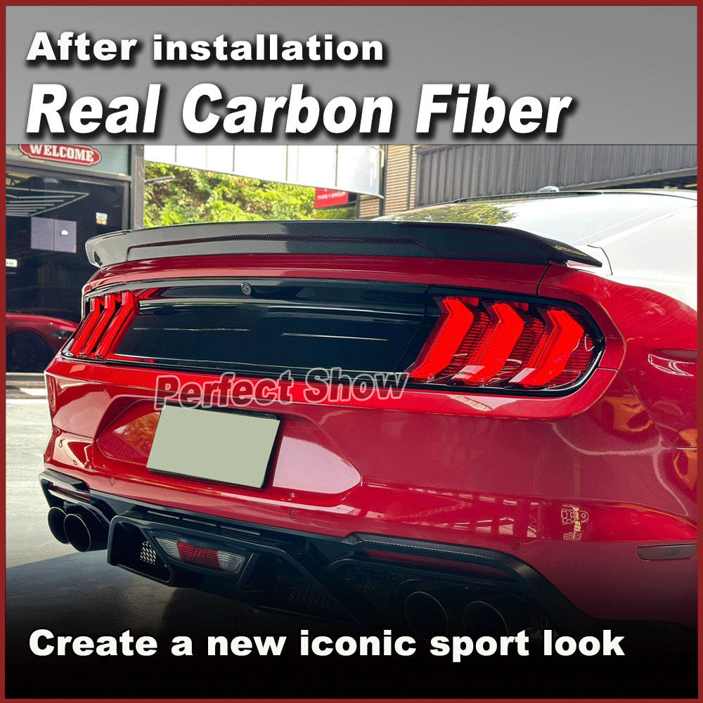 Fit for Ford for Mustang Coupe 2015-2020 REAL Carbon Rear Trunk Spoiler Lid Wing