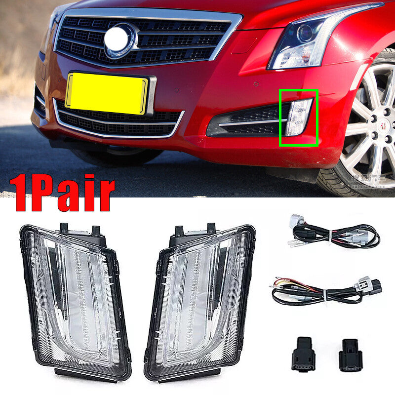 Pair Front LED Bumper Headlights Fog Lights for Cadillac ATS 2013-2016